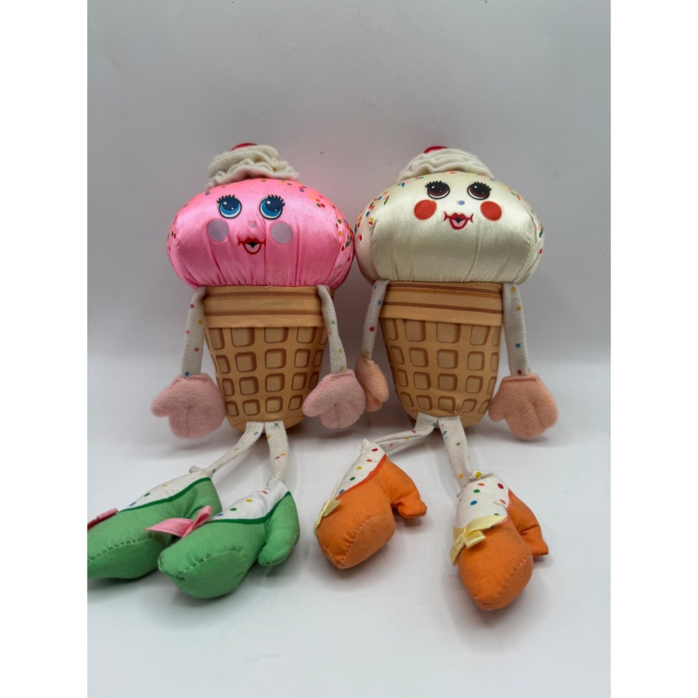 Amtoy Sweet Delights Plush Pink Cream 1984 Vintage Ice Cream Cone Dolls